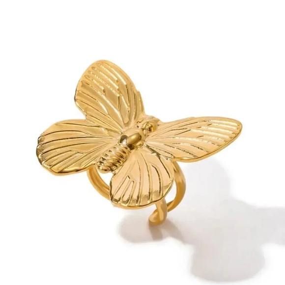 Gold Butterfly 18K Stainless Steel Waterproof Ring - Picture 1 of 3